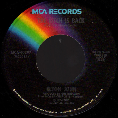 Elton John - The Bitch Is Back (7", Single, Pin)