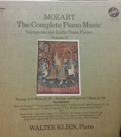 Walter Klien, Wolfgang Amadeus Mozart - Mozart: Complete Piano Music (Variations & Little Piano Pieces,) Vol II - Walter Klien (3xLP, Mono + Box)