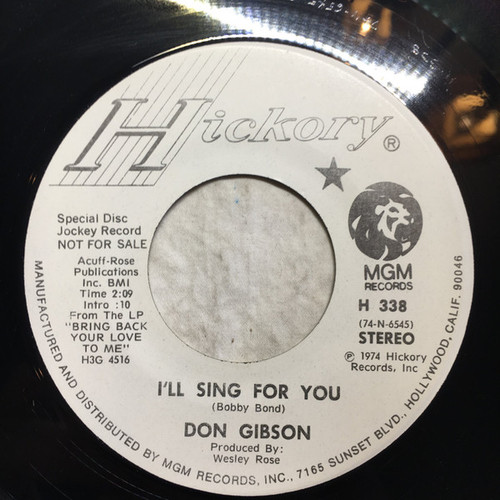 Don Gibson - I'll Sing For You (7", Promo)