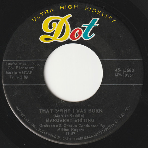 Margaret Whiting - That's Why I Was Born / I Can't Help It (If I'm Still In Love With You) (7", Ind)