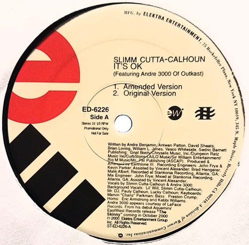 Slimm Calhoun - It's OK (12", Single, Promo)
