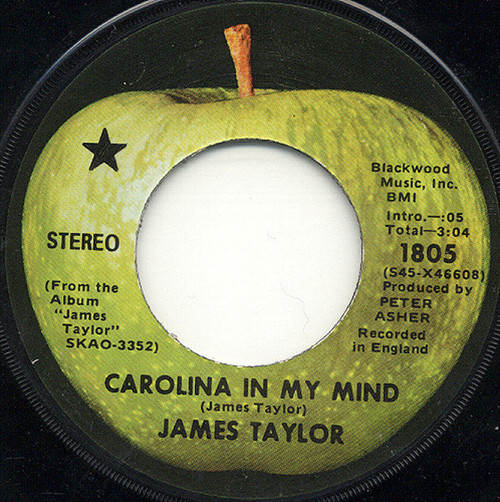 James Taylor (2) - Carolina In My Mind (7", Single, Los)