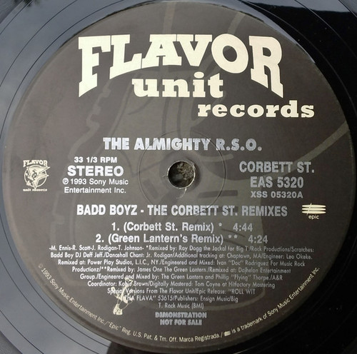 The Almighty R.S.O.* - Badd Boyz - The Corbett St. Remixes (12", Promo)