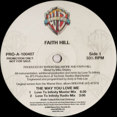 Faith Hill - The Way You Love Me (12", Promo)