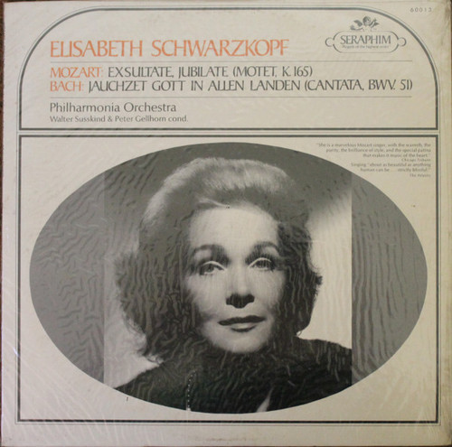 Elisabeth Schwarzkopf, Mozart*, Bach*, Philharmonia Orchestra - Exsultate, Jubilate (Motet, K. 165), Jauchzet Gott In Allen Landen (Cantata, BWV. 51) (LP, Album, Mono)_2694954895