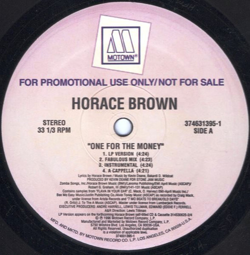 Horace Brown - One For The Money / Taste Your Love (12", Promo)