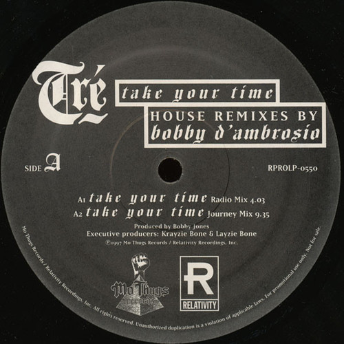 Tré - Take Your Time (House Remixes By Bobby D'Ambrosio) (12", Promo)