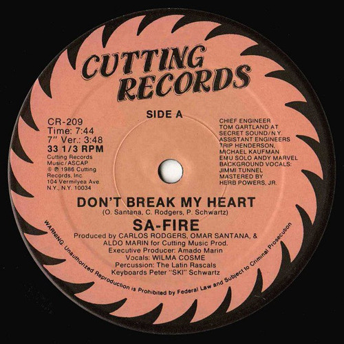 Sa-Fire* - Don't Break My Heart (12")