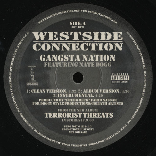 Westside Connection - Gangsta Nation (12", Single, Promo)