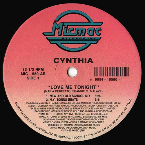 Cynthia - Love Me Tonight (12", Single)