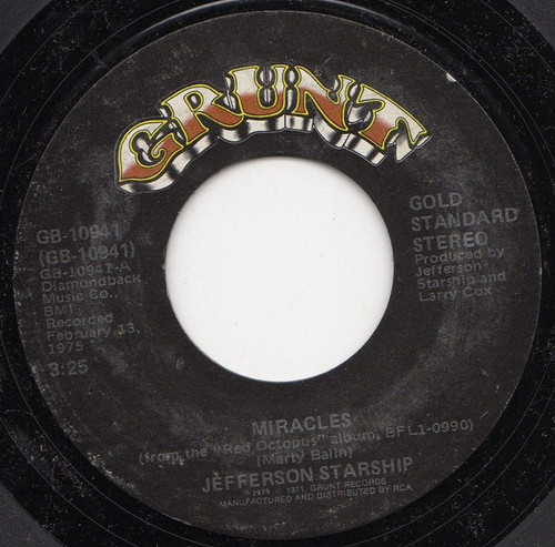 Jefferson Starship - Miracles / With Your Love (7", Single, RE)