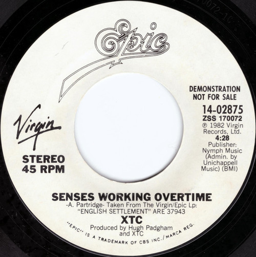XTC - Senses Working Overtime (7", Single, Promo)