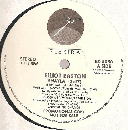 Elliot Easton - Shayla (12", Single, Promo)