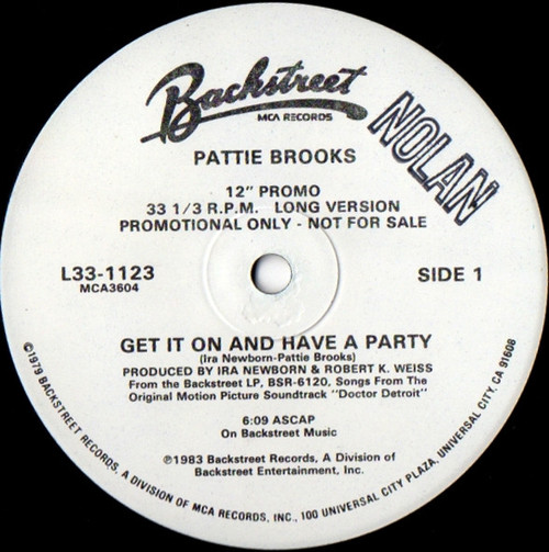 Pattie Brooks - Get It On And Have A Party (12", Promo)