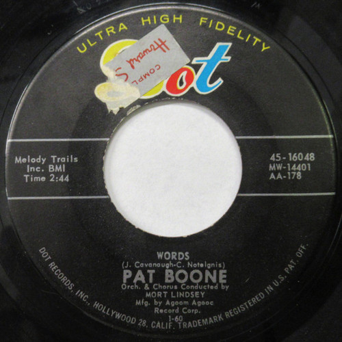 Pat Boone - (Welcome) New Lovers / Words (7", Ind)