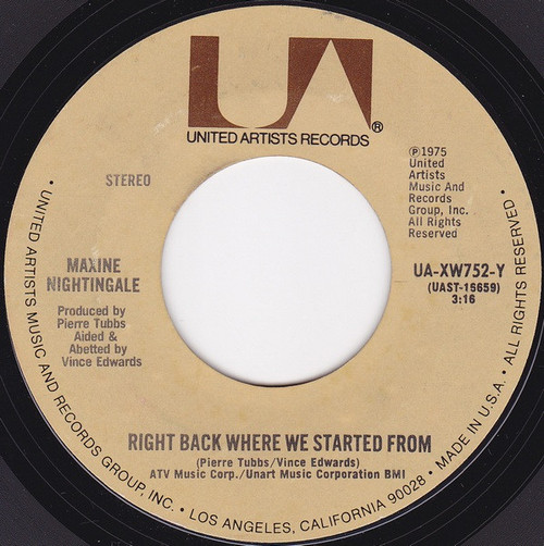 Maxine Nightingale - Right Back Where We Started From (7", Single, Pit)