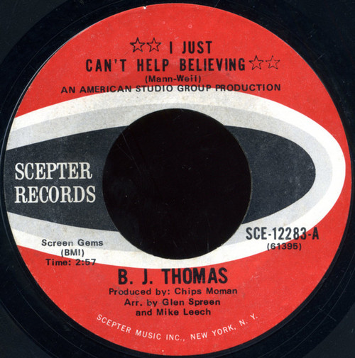 B.J. Thomas - I Just Can't Help Believing (7", Single, Ter)
