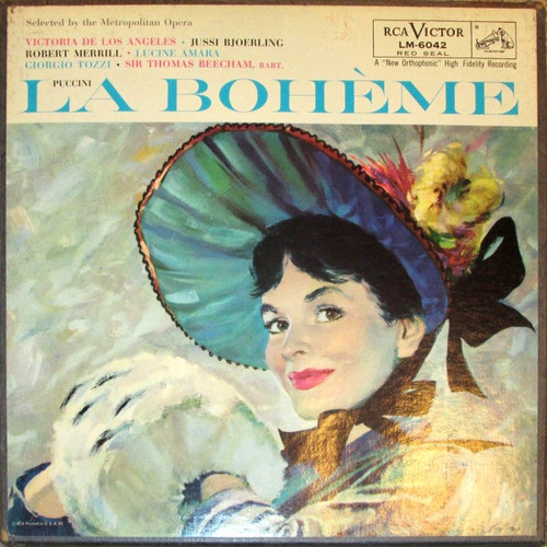 Puccini* - Victoria De Los Angeles, Jussi Bjoerling*, Robert Merrill, Lucine Amara, Giorgio Tozzi, Sir Thomas Beecham, Bart.* - La Bohème (2xLP, Mono + Box, Album, RP)