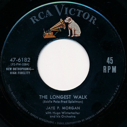Jaye P. Morgan With Hugo Winterhalter And His Orchestra* - The Longest Walk (7", Single, Roc)