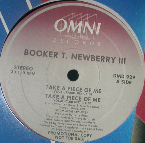 Booker T. Newberry III* - Take A Piece Of Me (12", Single, Promo)