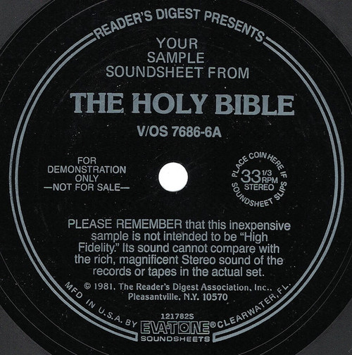 No Artist - Your Sample Soundsheet From The Holy Bible (Flexi, 7", Promo)