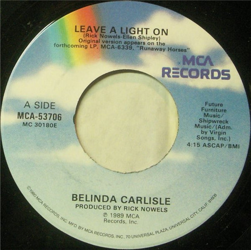 Belinda Carlisle - Leave A Light On (7", Single, Glo)