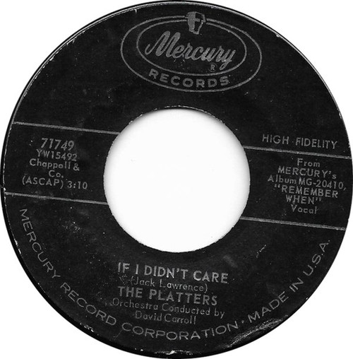 The Platters - If I Didn't Care / True Lover (7", Single, Pic)