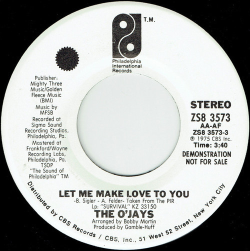 The O'Jays - Let Me Make Love To You / Survival (7", Promo)