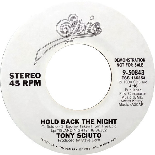 Tony Sciuto - Hold Back The Night (7", Promo, Styrene)