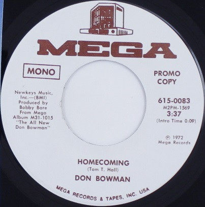 Don Bowman - Homecoming (7", Single, Mono, Promo)