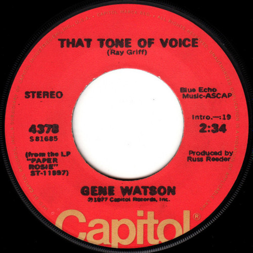 Gene Watson - That Tone Of Voice / Paper Rosie (7", Single)