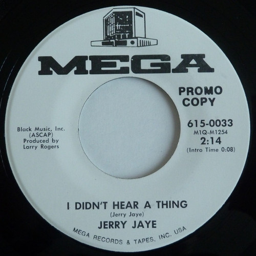Jerry Jaye - I Didn't Hear A Thing (7", Single, Promo)