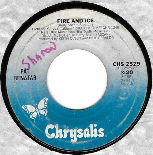 Pat Benatar - Fire And Ice (7", Styrene)