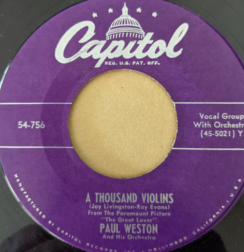Paul Weston And His Orchestra - A Thousand Violins (7", Single)