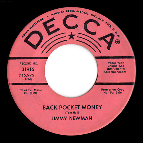 Jimmy Newman* - Back Pocket Money (7", Promo)