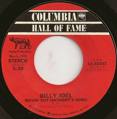 Billy Joel - Movin' Out (Anthony's Song) / Just The Way You Are (7", RE, Ter)