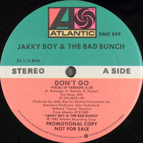 Jakky Boy & The Bad Bunch - Don't Go (12", Promo)