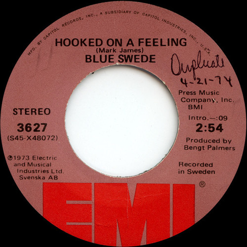 Blue Swede - Hooked On A Feeling (7", Single)