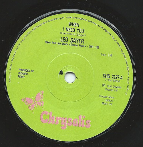 Leo Sayer - When I Need You (7", Sol)