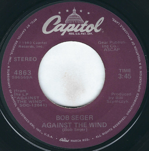 Bob Seger - Against The Wind (7", Single, Jac)