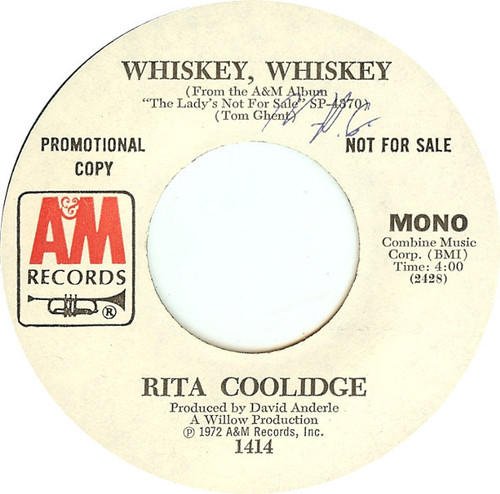 Rita Coolidge - Whiskey, Whiskey (7", Mono, Promo)