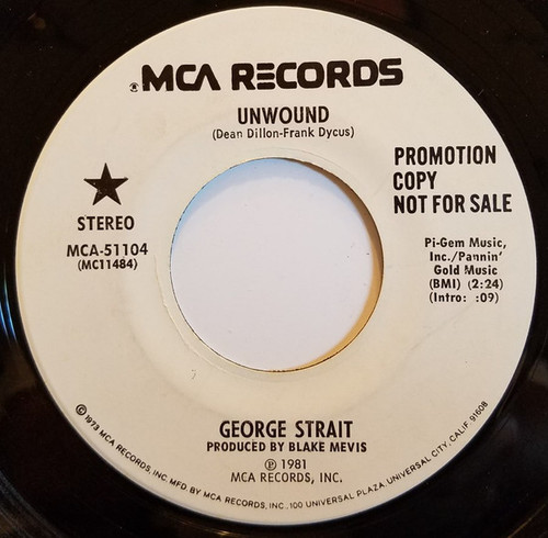 George Strait - Unwound (7", Single, Promo)