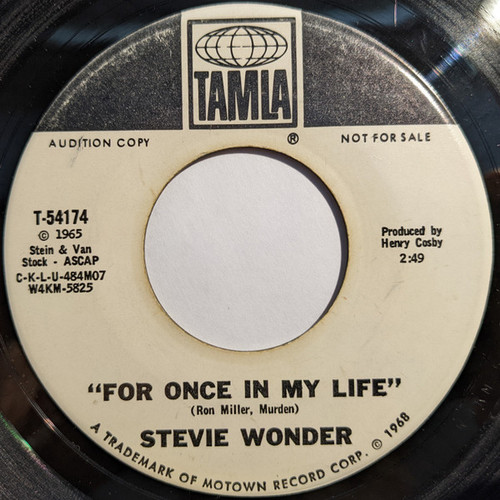Stevie Wonder - For Once In My Life (7", Single, Promo)