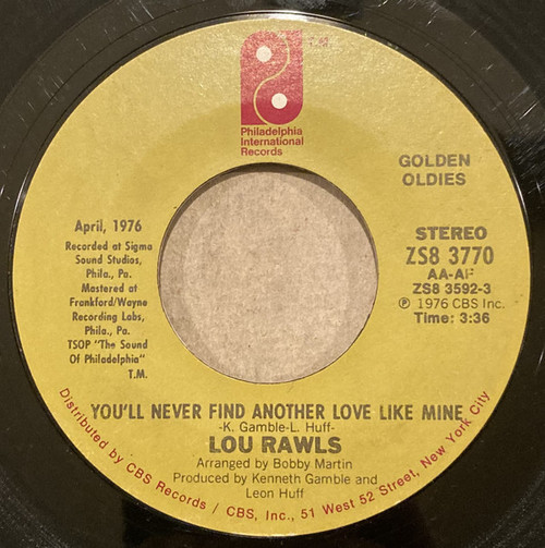 Lou Rawls - You'll Never Find Another Love Like Mine / One Life To Live (7", RE, Pit)