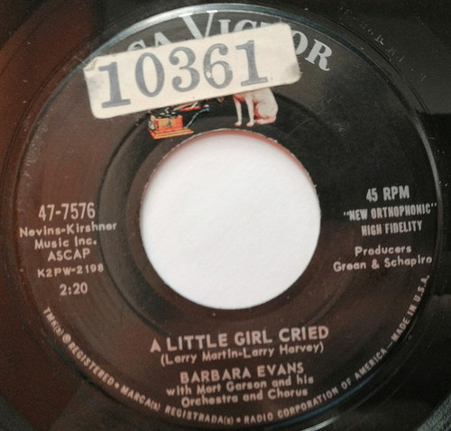 Barbara Evans (2) With Mort Garson And His Orchestra And Chorus* - A Little Girl Cried / Oo La La La La (7", Single)