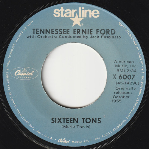 Tennessee Ernie Ford - Sixteen Tons (7", Single, RE)