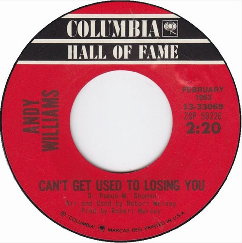 Andy Williams - Can't Get Used To Losing You (7", Single)