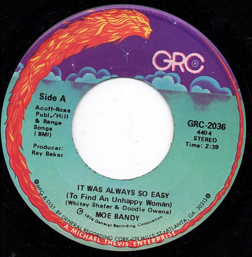 Moe Bandy - It Was Always So Easy / I Wouldn't Cheat On Her If She Was Mine (7", Single)