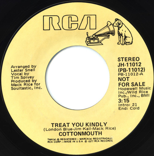 Cottonmouth (3) - Treat You Kindly (7", Single, Mono, Promo) Cottonmouth (3) - Treat You Kindly (7", Single, Mono, Promo)