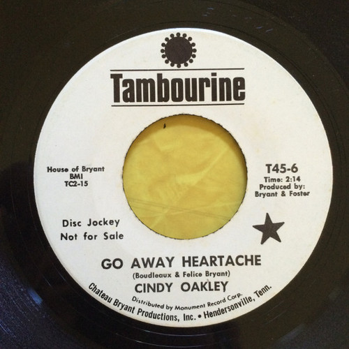 Cindy Oakley - Go Away Heartache (7", Promo)